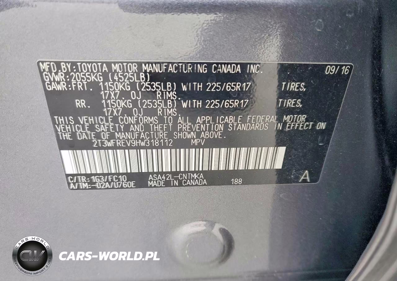 2017 Toyota Rav4 Xle VIN:2T3WFREV9HW318112 - 13