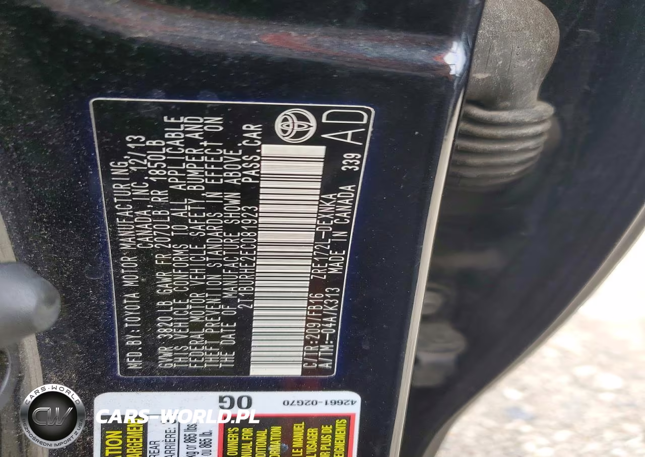 2014 Toyota Corolla Le VIN:2T1BURHE2EC081923 - 12