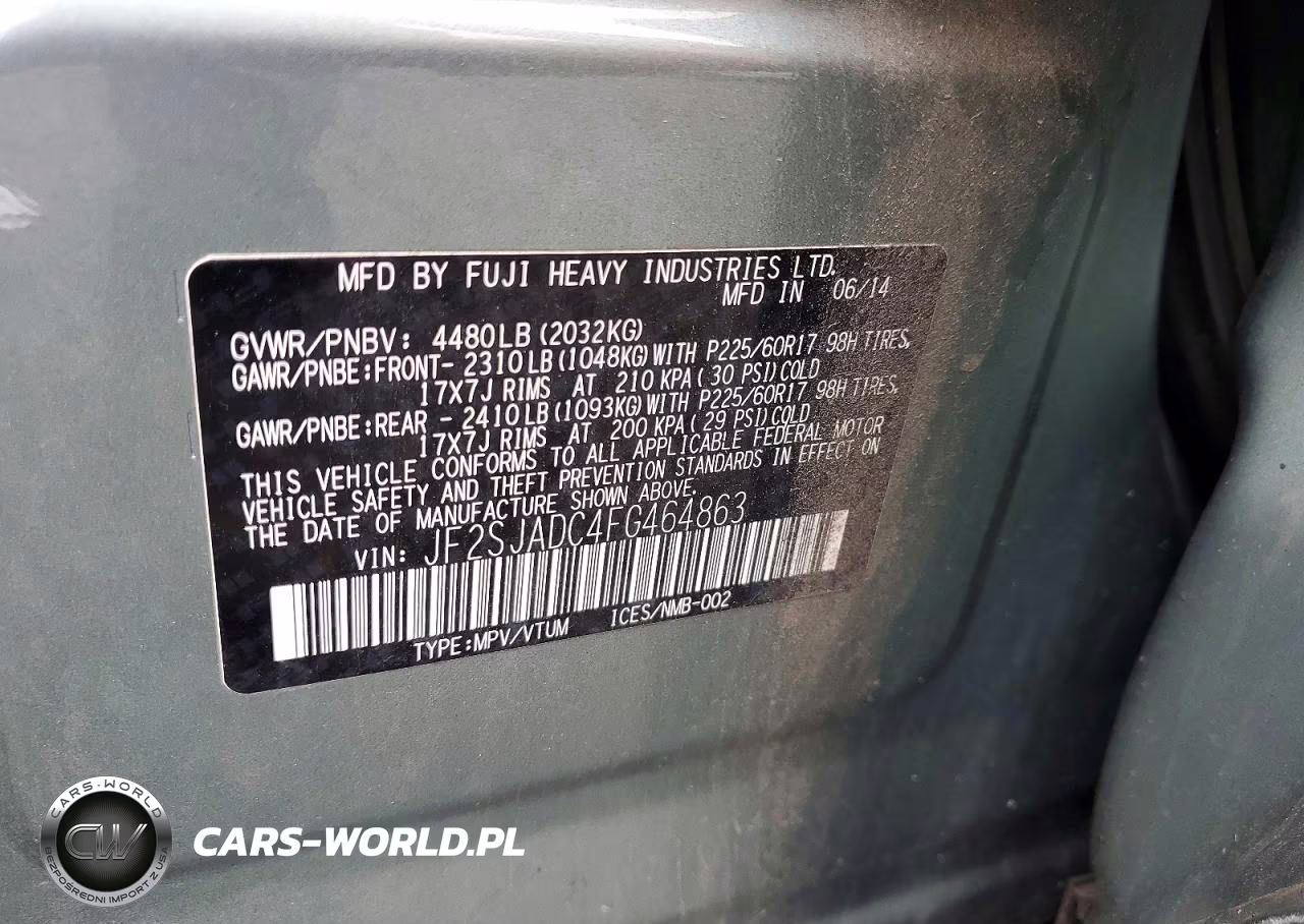 2015 Subaru Forester 2.5I Premium VIN:JF2SJADC4FG464863 - 12