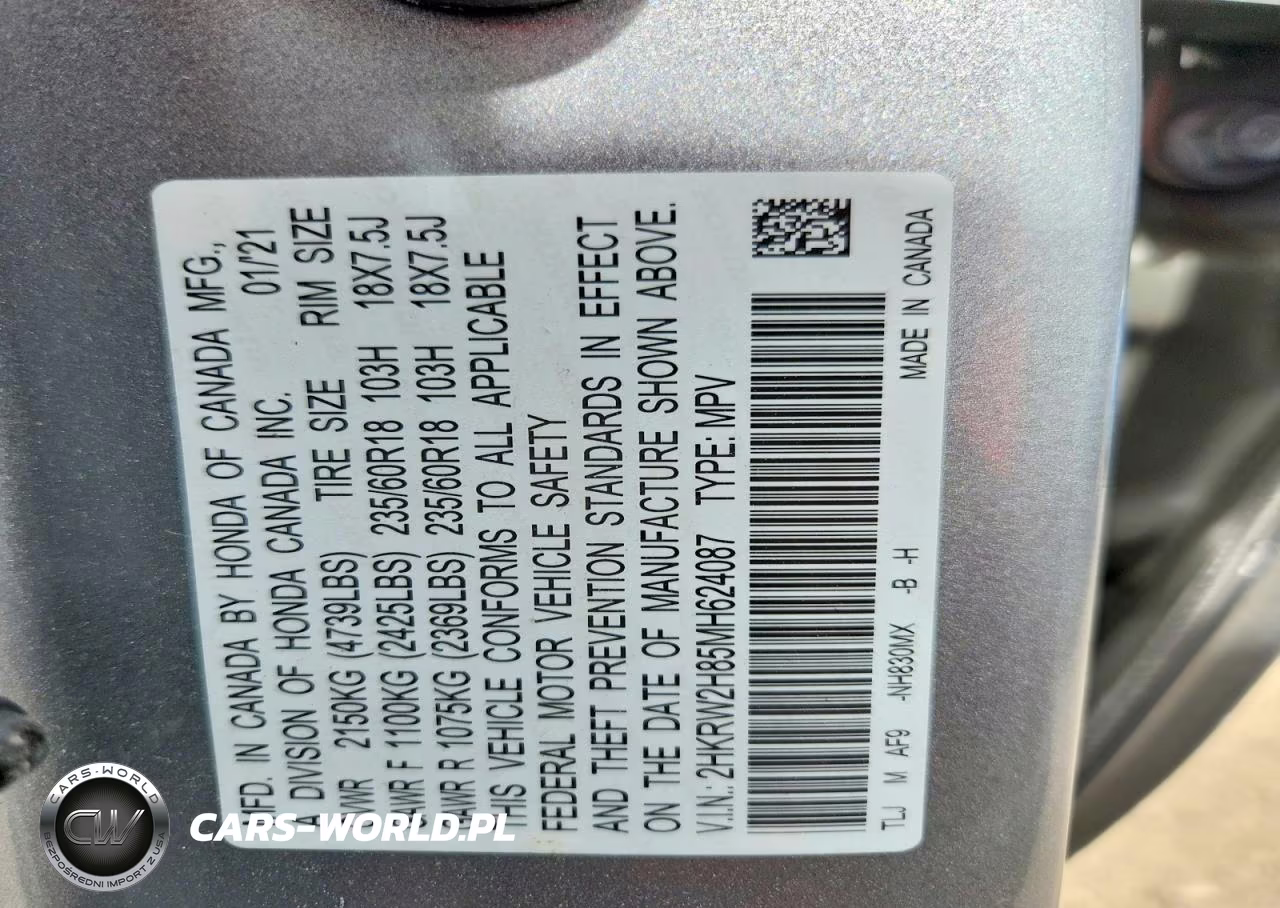 2021 Honda Cr-V Exl VIN:2HKRW2H85MH624087 - 13