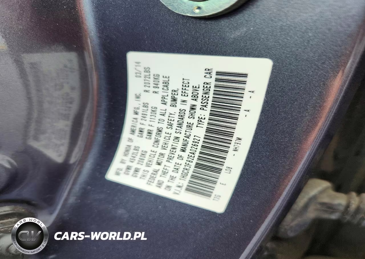 2014 Honda Accord Exl VIN:1HGCR3F82EA026927 - 12