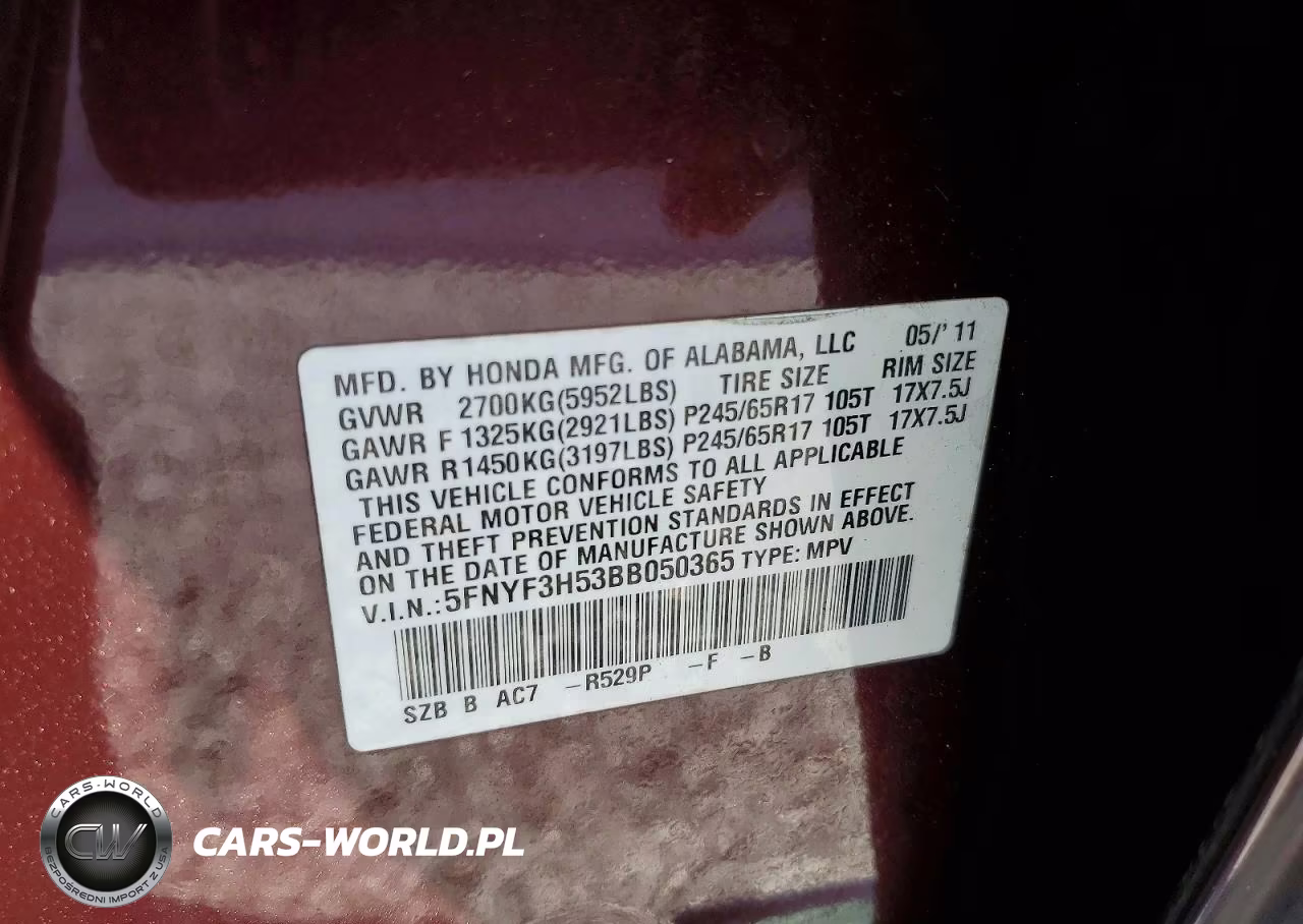 2011 Honda Pilot Exl VIN:5FNYF3H53BB050365 - 12