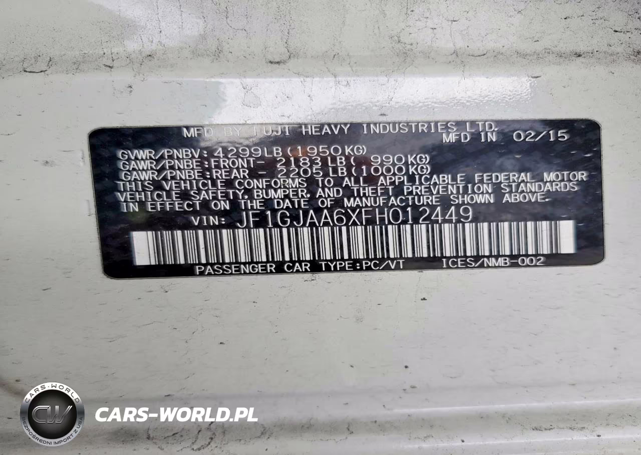 2015 Subaru Impreza VIN:JF1GJAA6XFH012449 - 13