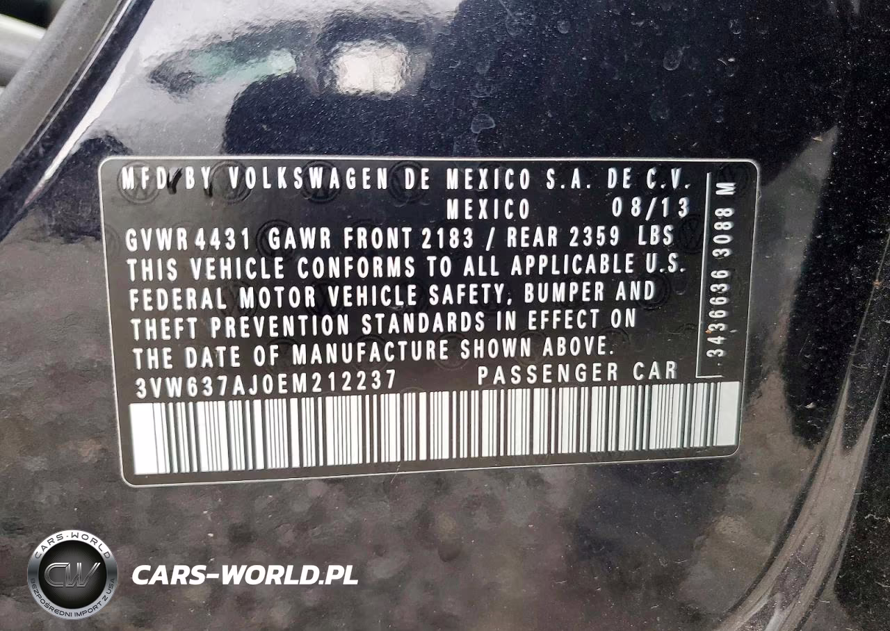 2014 Volkswagen Jetta Hybrid VIN:3VW637AJ0EM212237 - 12