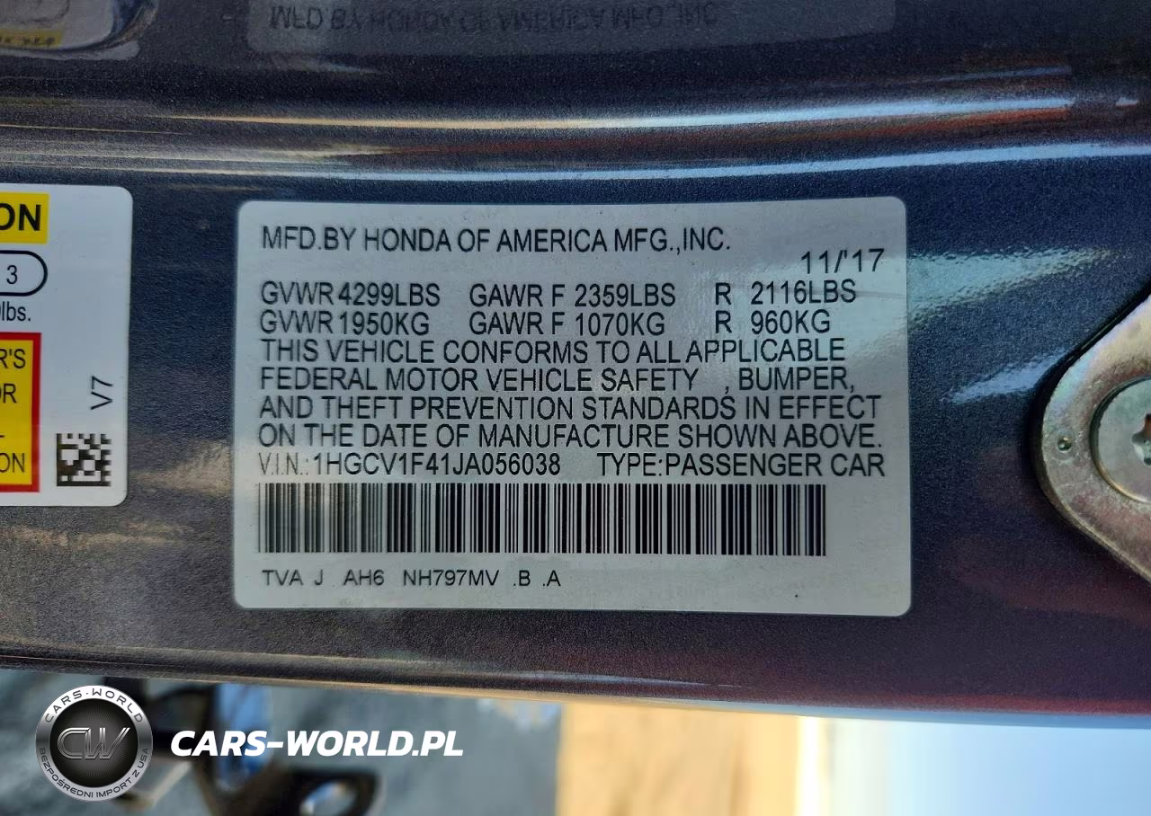 2018 Honda Accord Ex VIN:1HGCV1F41JA056038 - 13