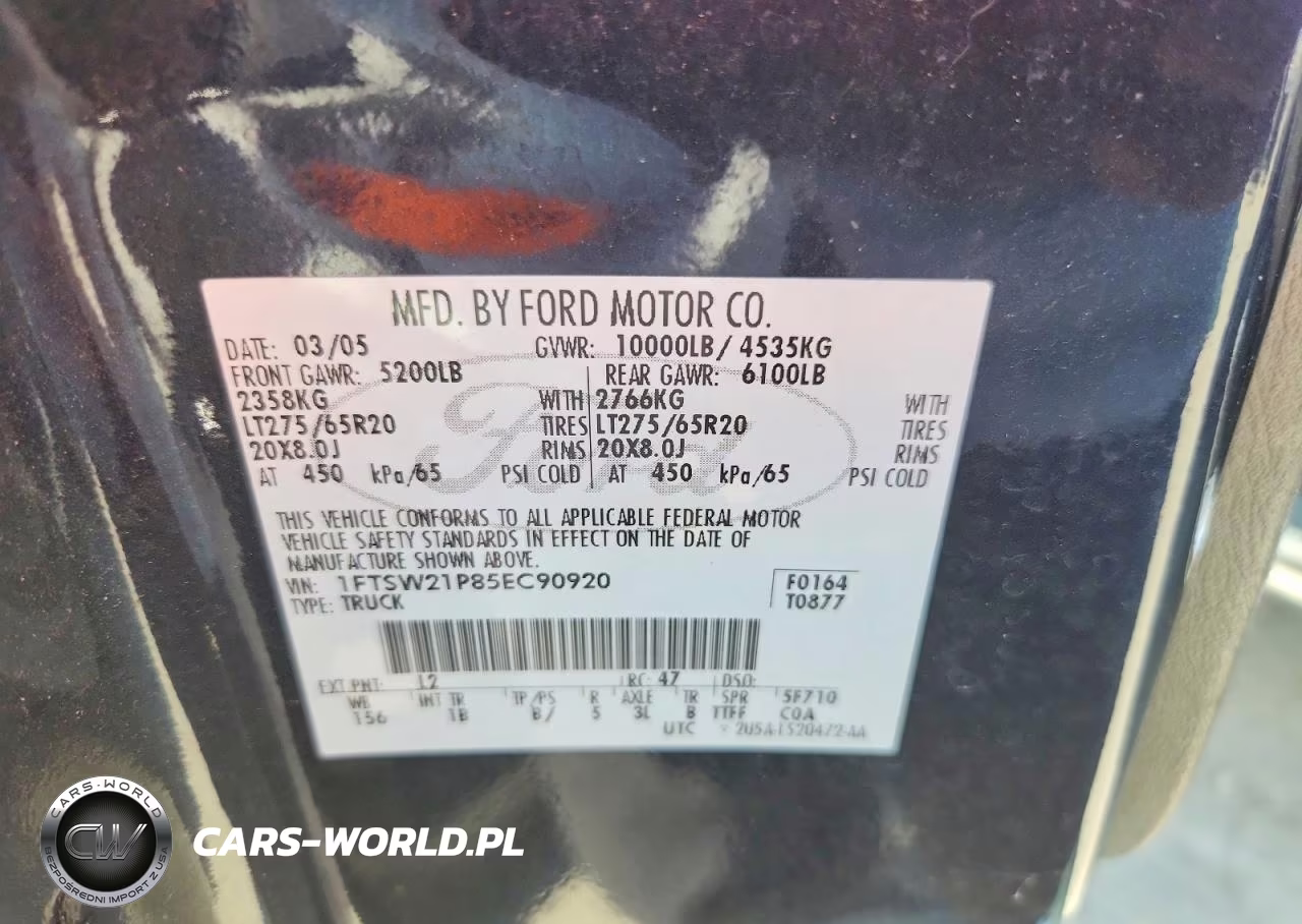 2005 Ford F250 VIN:1FTSW21P85EC90920 - 12