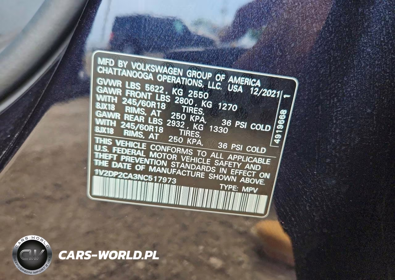 2022 Volkswagen Atlas Se VIN:1V2DP2CA3NC517973 - 13