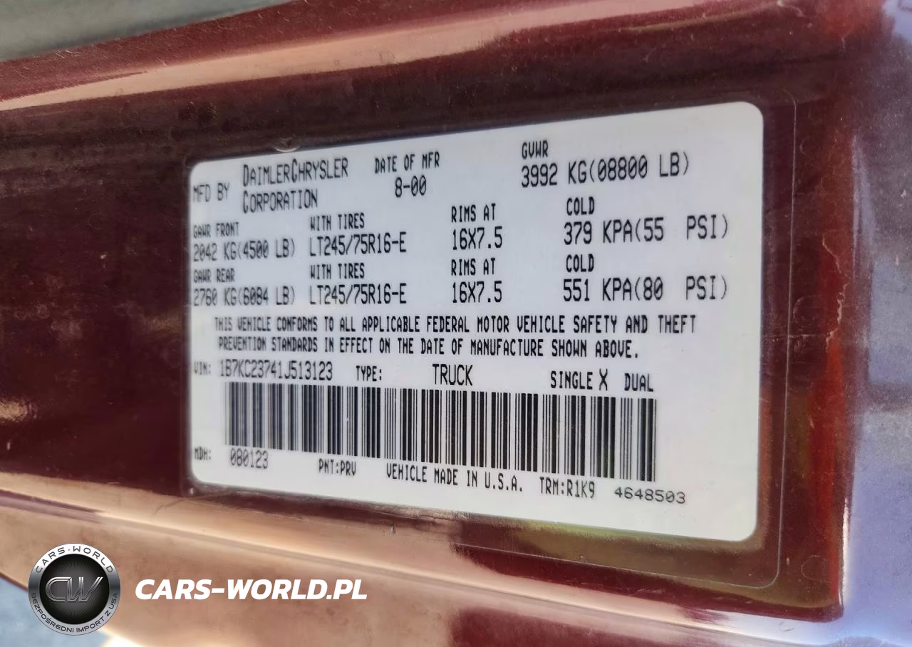 2001 Dodge Ram 2500 VIN:1B7KC23741J513123 - 12