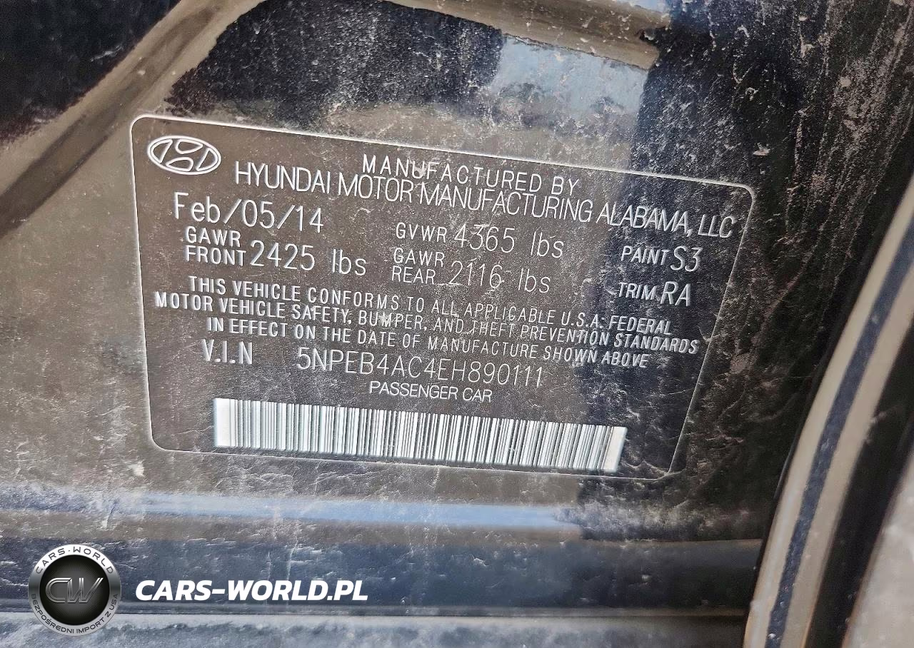 2014 Hyundai Sonata Gls VIN:5NPEB4AC4EH890111 - 12