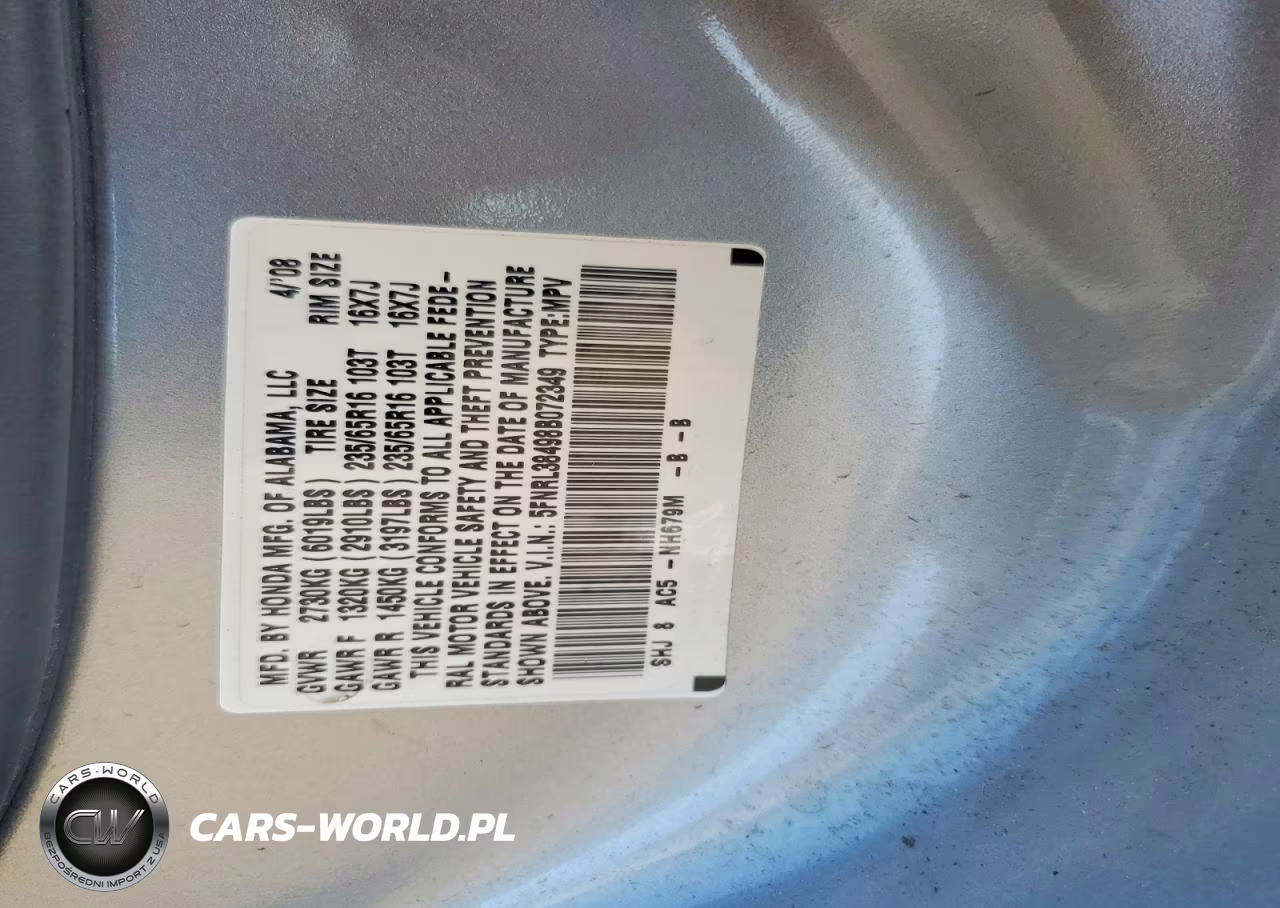 2008 Honda Odyssey Ex VIN:5FNRL38498B072349 - 13