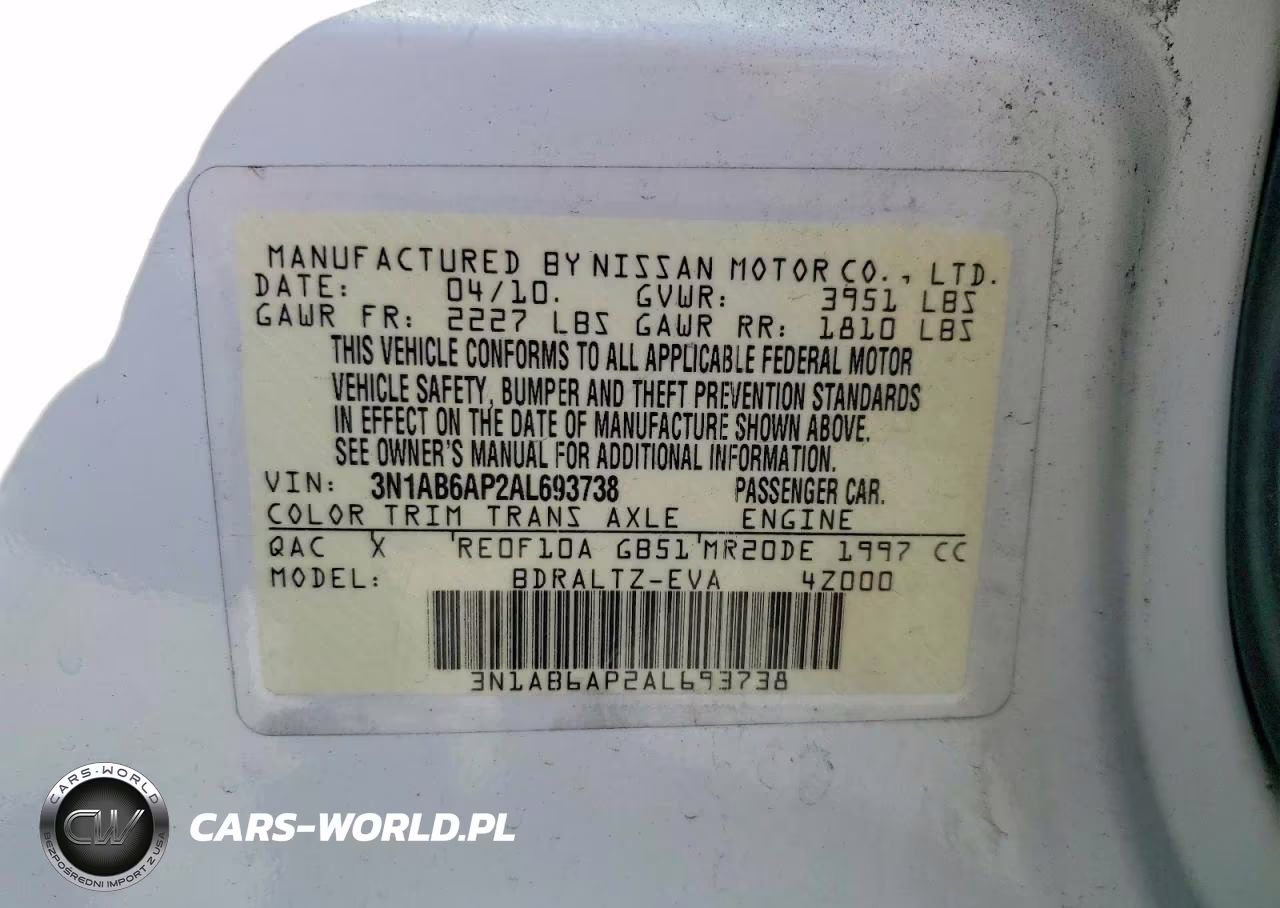 2010 Nissan Sentra 2.0 VIN:3N1AB6AP2AL693738 - 12