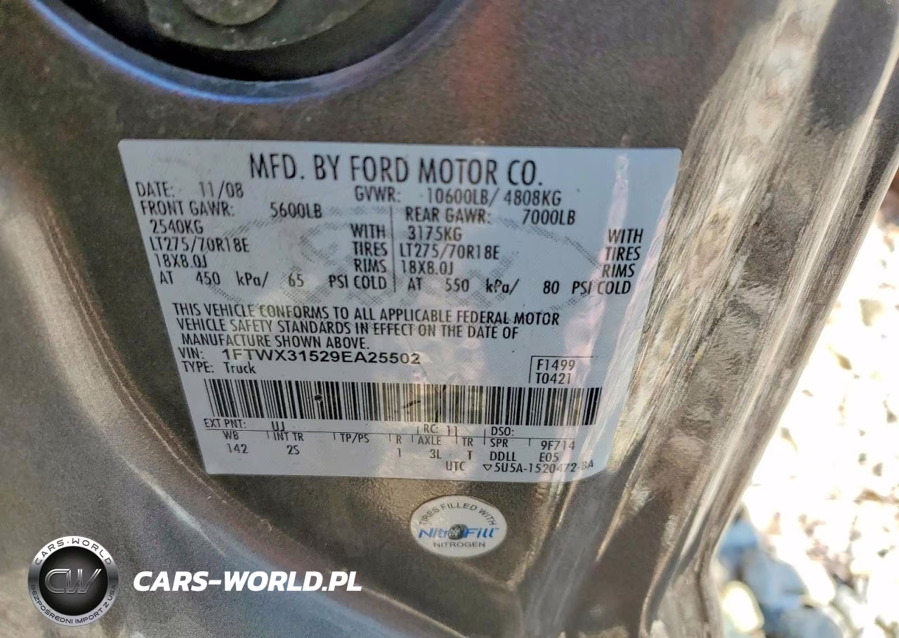 2009 Ford F350 Super Duty VIN:1FTWX31529EA25502 - 13