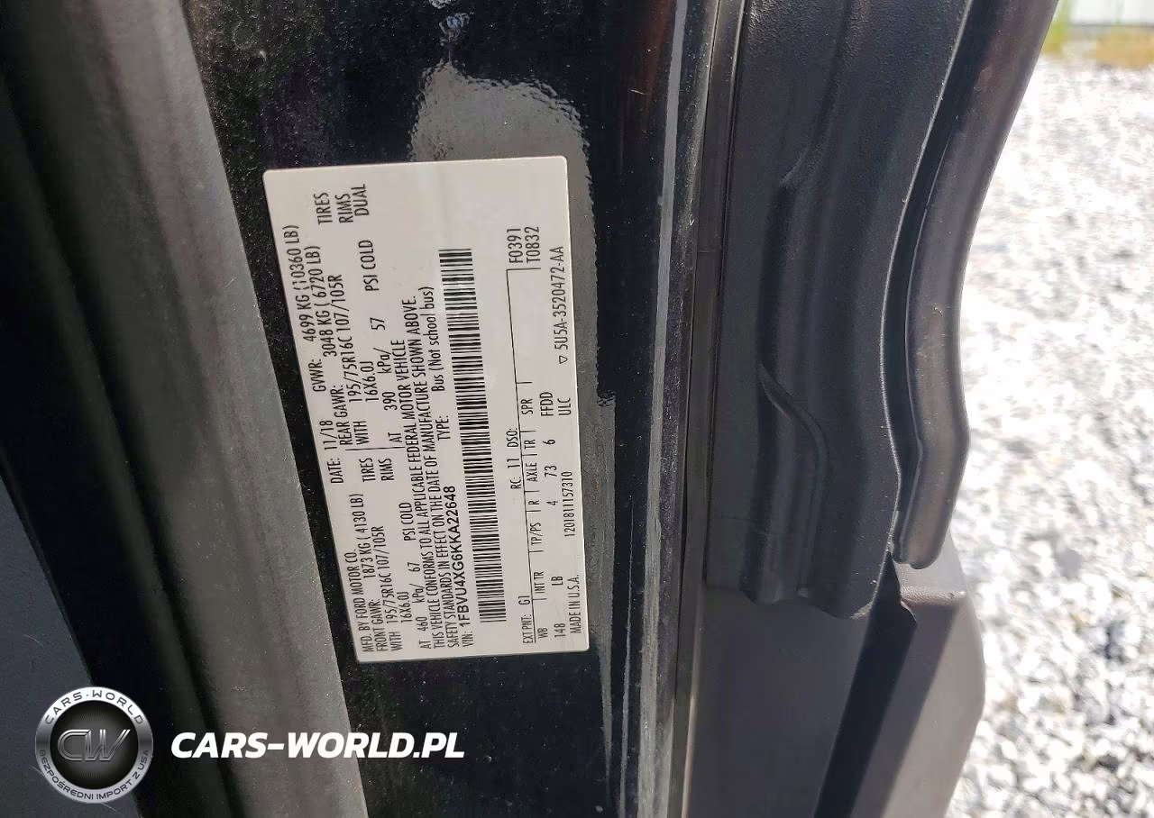 2019 Ford Transit T-350 Hd VIN:1FBVU4XG6KKA22648 - 13