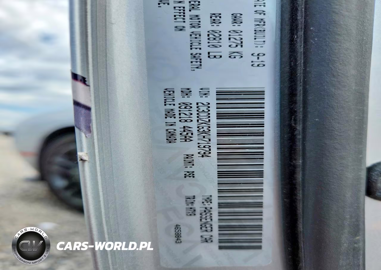 2019 Dodge Challenger Gt Awd VIN:2C3CDZKG3KH719794 - 12