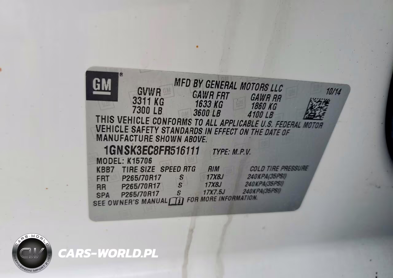 2015 Chevrolet Tahoe Special VIN:1GNSK3EC8FR516111 - 13