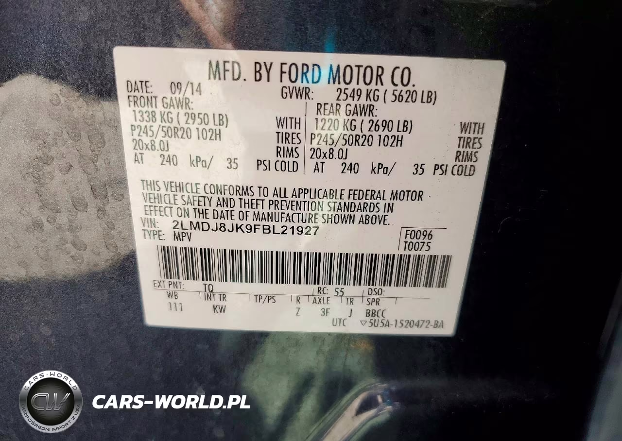 2015 Lincoln Mkx VIN:2LMDJ8JK9FBL21927 - 13