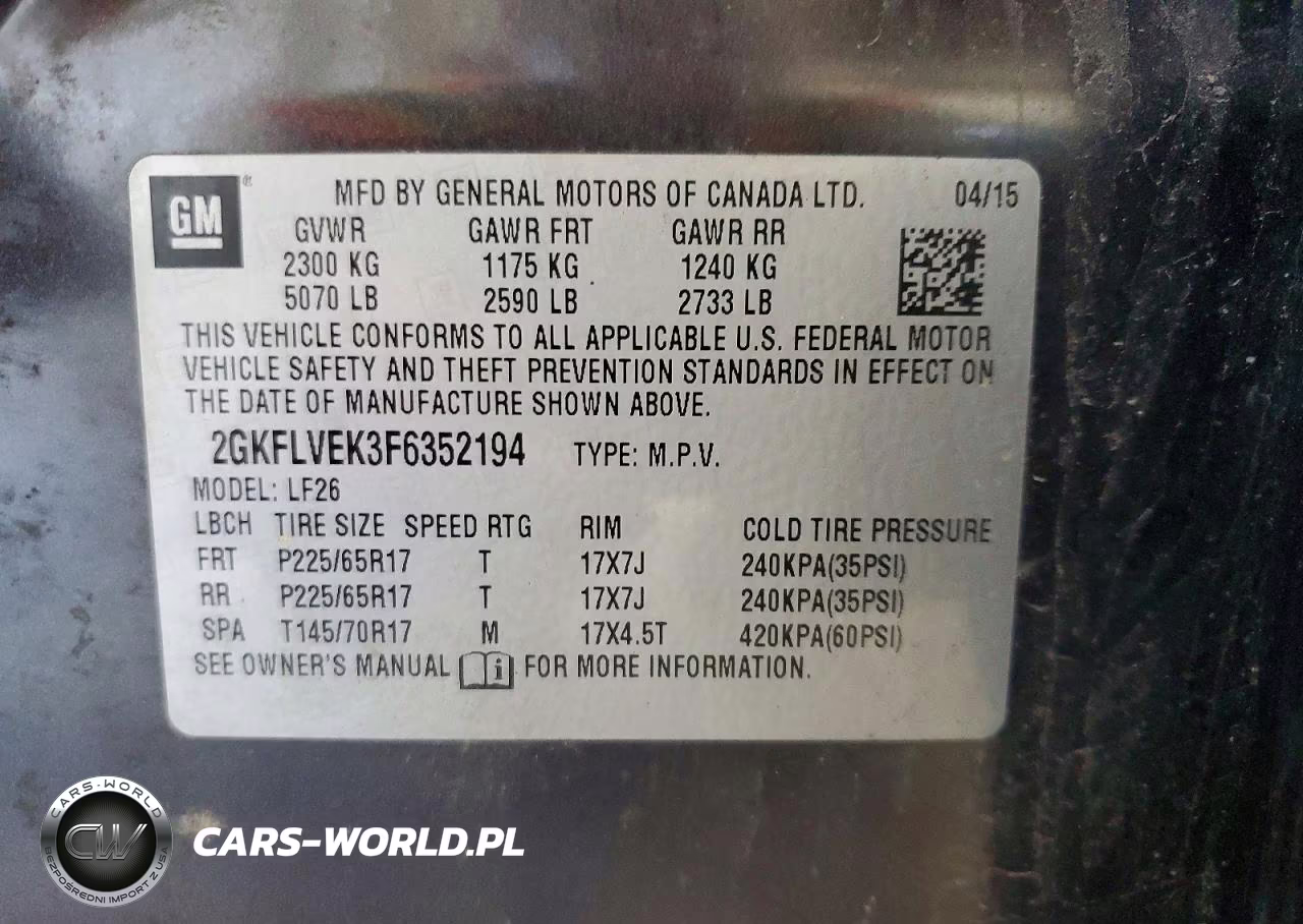 2015 GMC Terrain Sle VIN:2GKFLVEK3F6352194 - 13