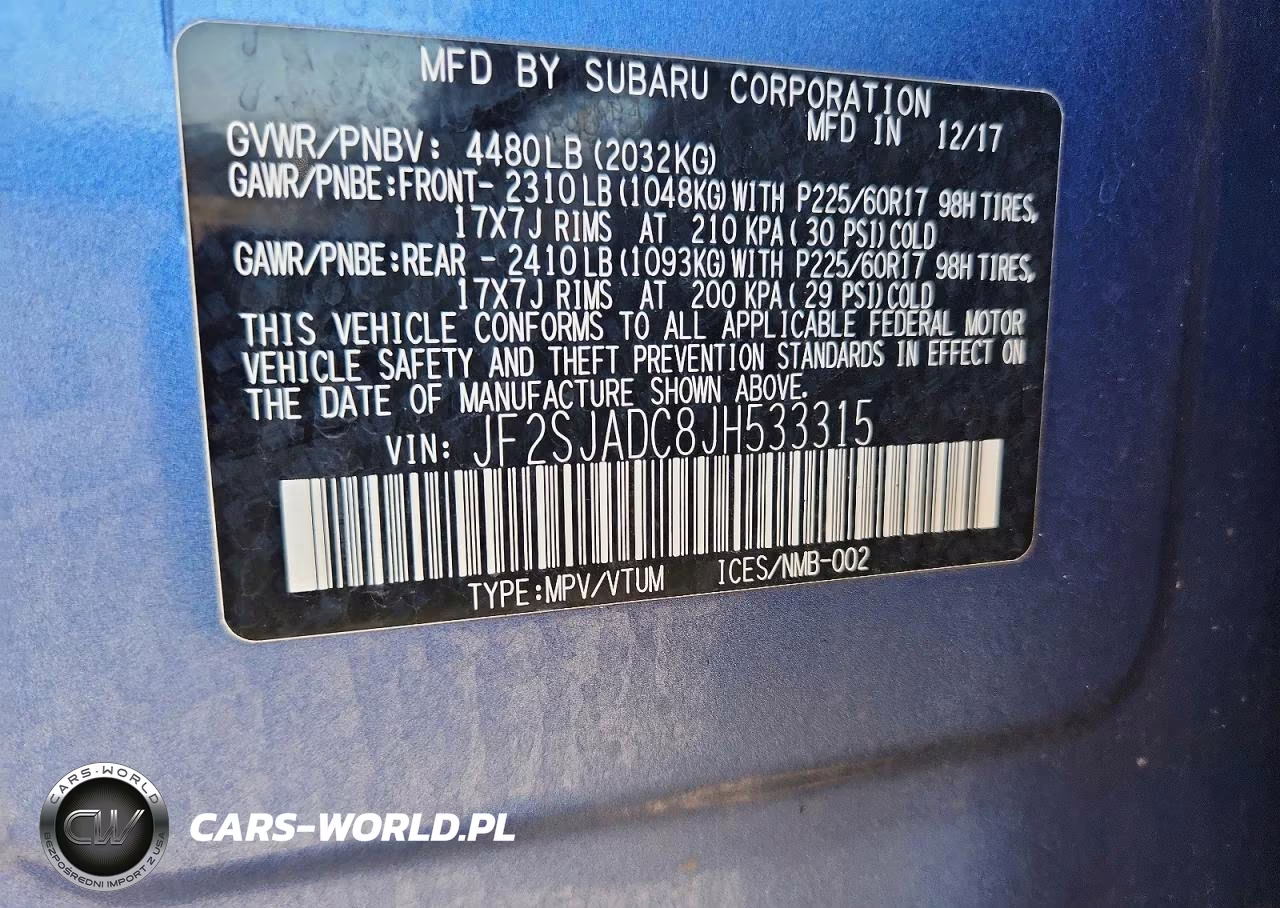 2018 Subaru Forester 2.5I Premium VIN:JF2SJADC8JH533315 - 14