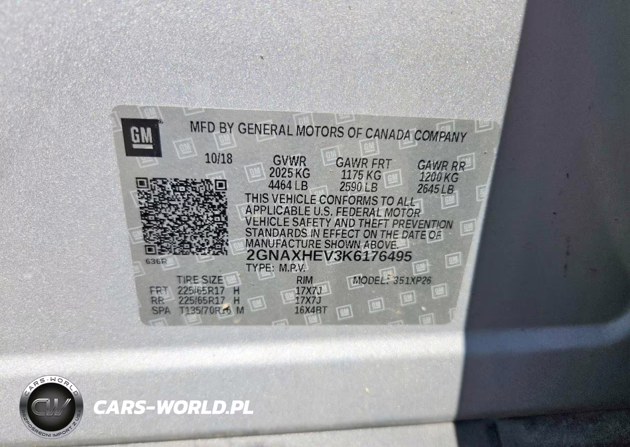 2019 Chevrolet Equinox Ls VIN:2GNAXHEV3K6176495 - 13