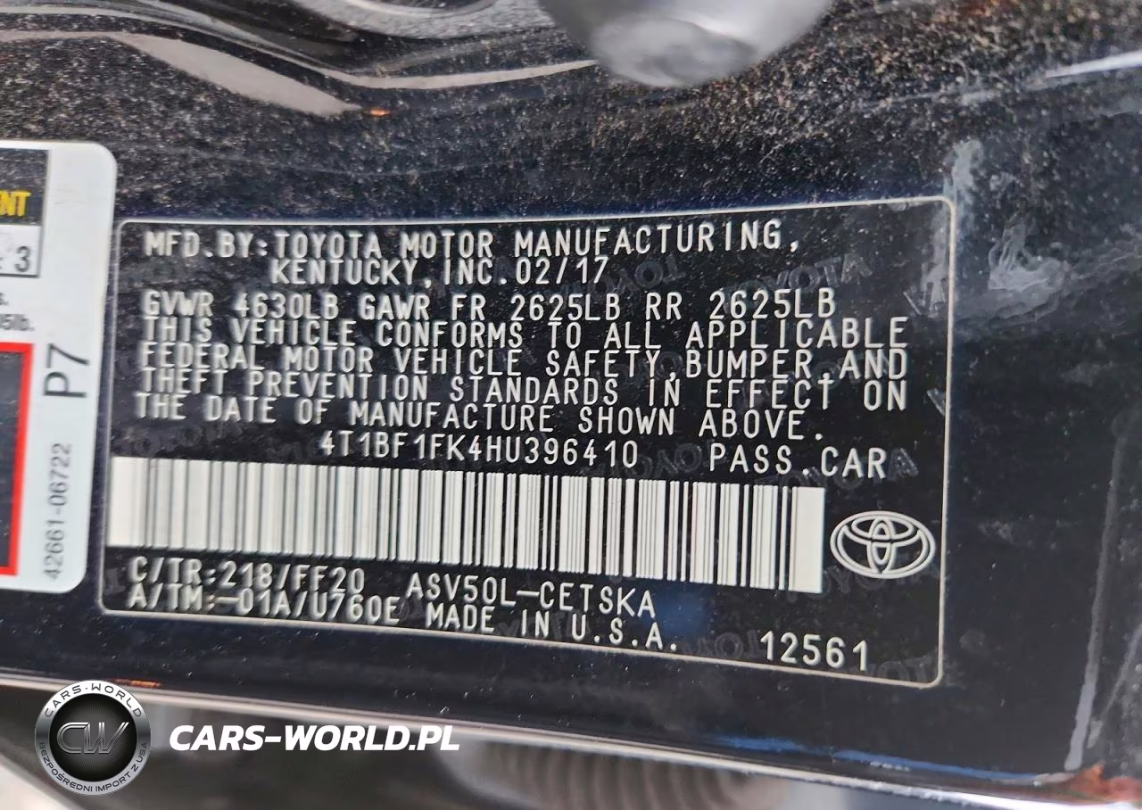 2017 Toyota Camry Se VIN:4T1BF1FK4HU396410 - 12