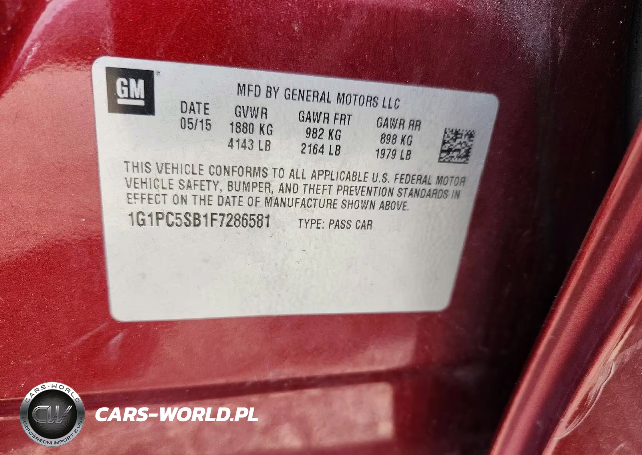 2015 Chevrolet Cruze Lt VIN:1G1PC5SB1F7286581 - 12