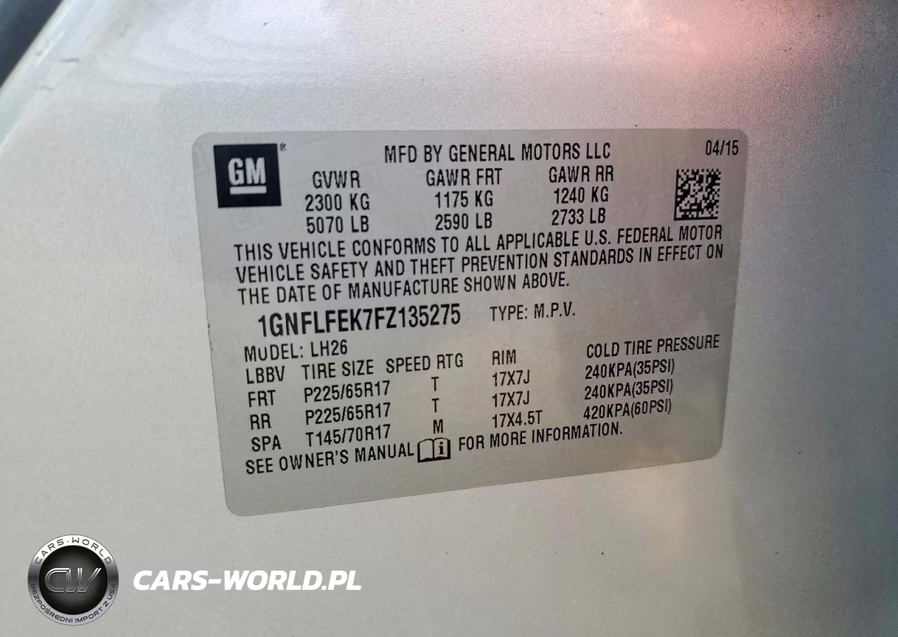 2015 Chevrolet Equinox 1Lt VIN:1GNFLFEK7FZ135275 - 13