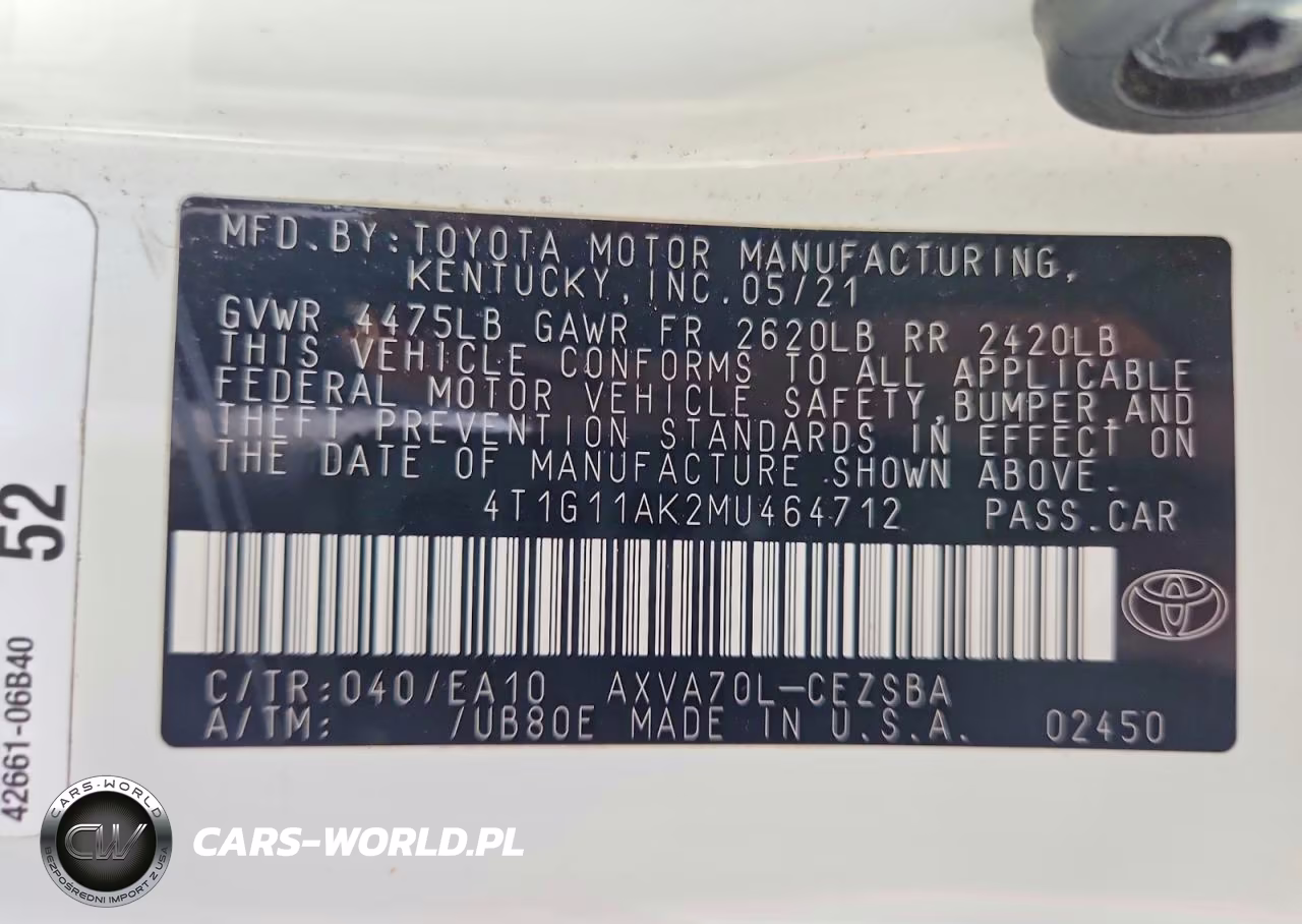 2021 Toyota Camry Se VIN:4T1G11AK2MU464712 - 12