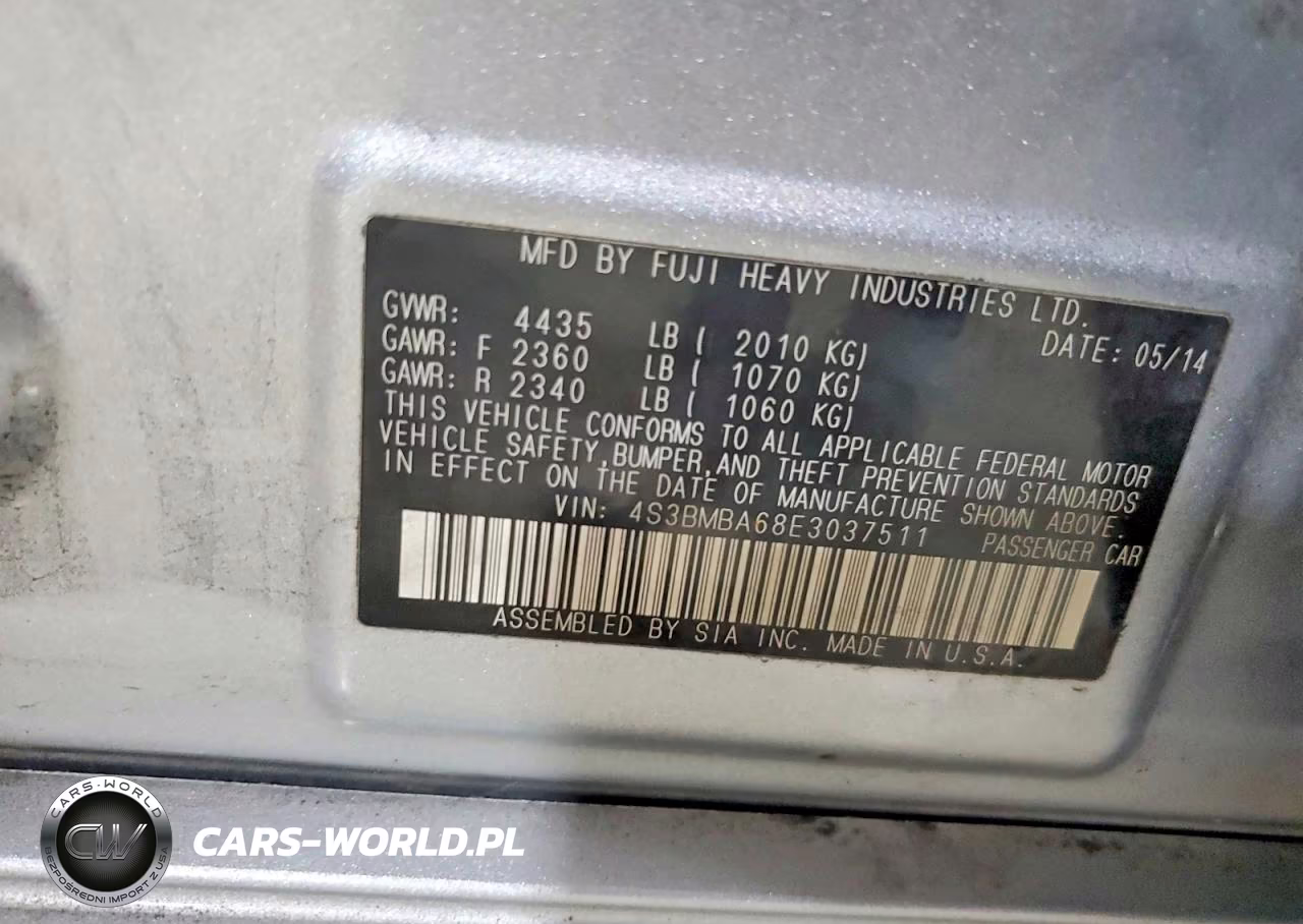 2014 Subaru Legacy 2.5I VIN:4S3BMBA68E3037511 - 12