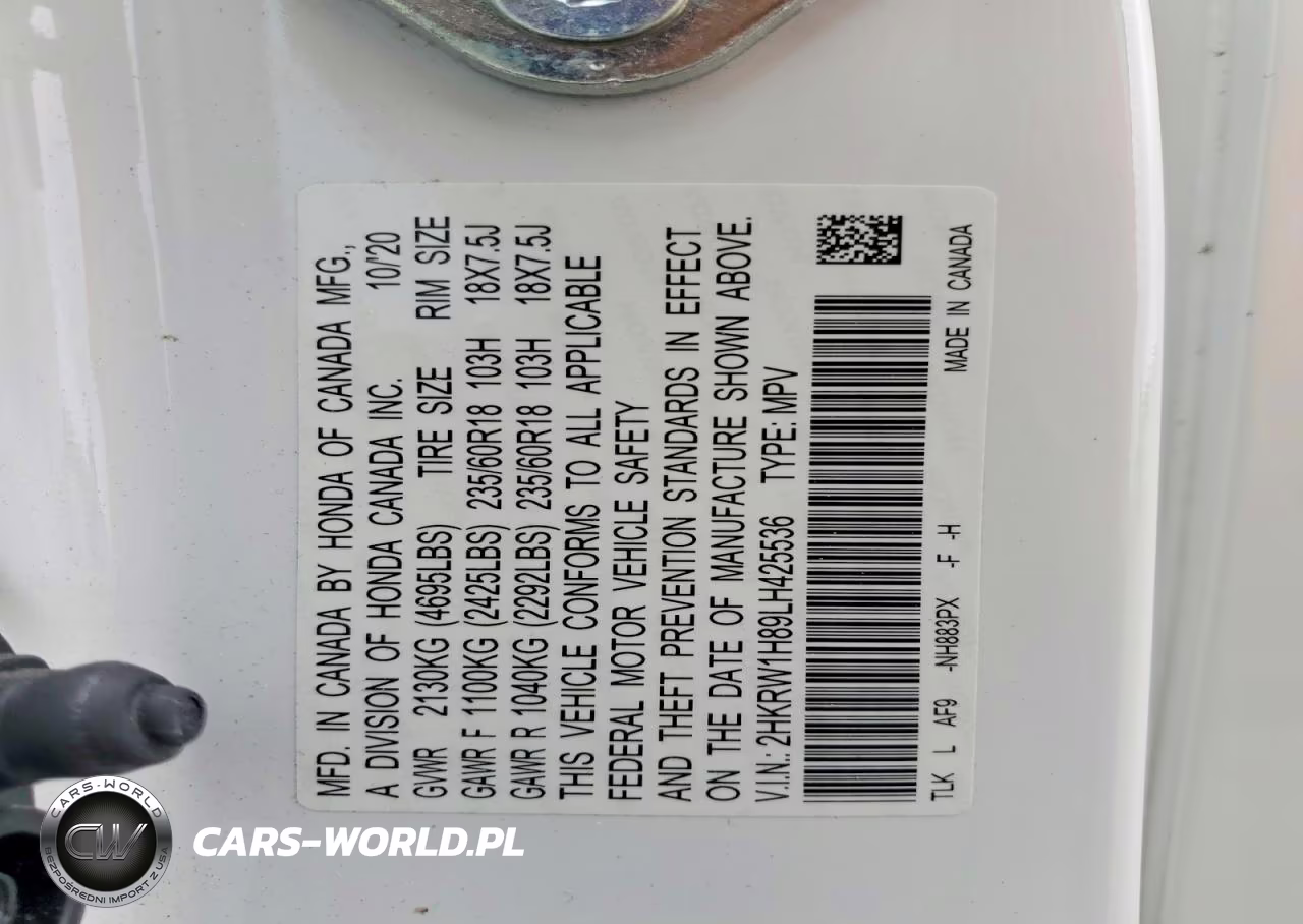 2020 Honda Cr-V Exl VIN:2HKRW1H89LH425536 - 13