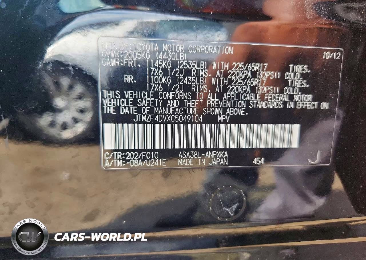 2012 Toyota Rav4 Base VIN:JTMZF4DVXC5049104 - 12