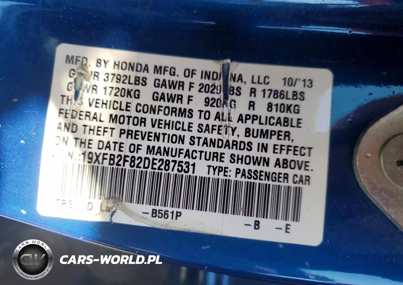 2013 Honda Civic Ex VIN:19XFB2F82DE287531 - 12