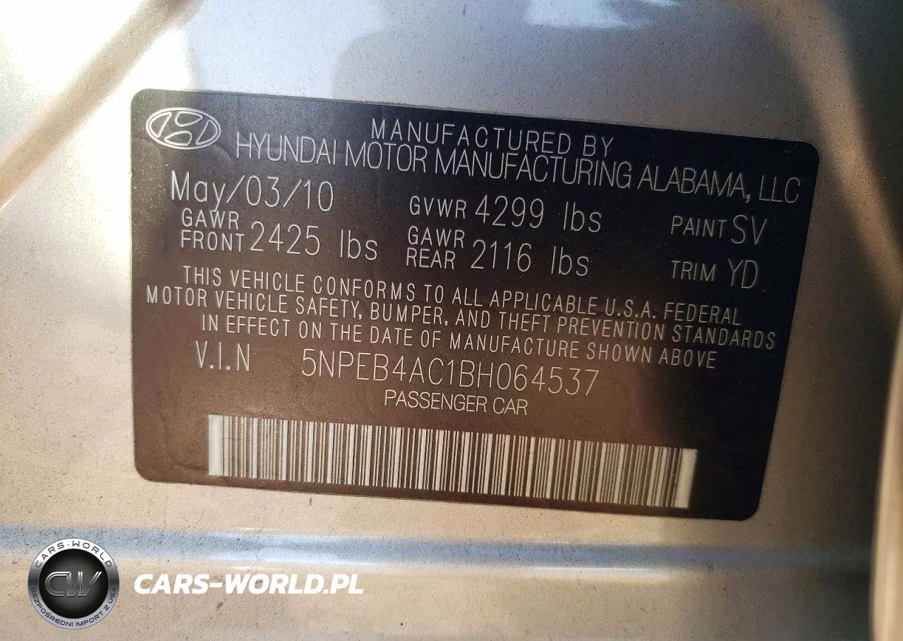 2011 Hyundai Sonata Gls VIN:5NPEB4AC1BH064537 - 12