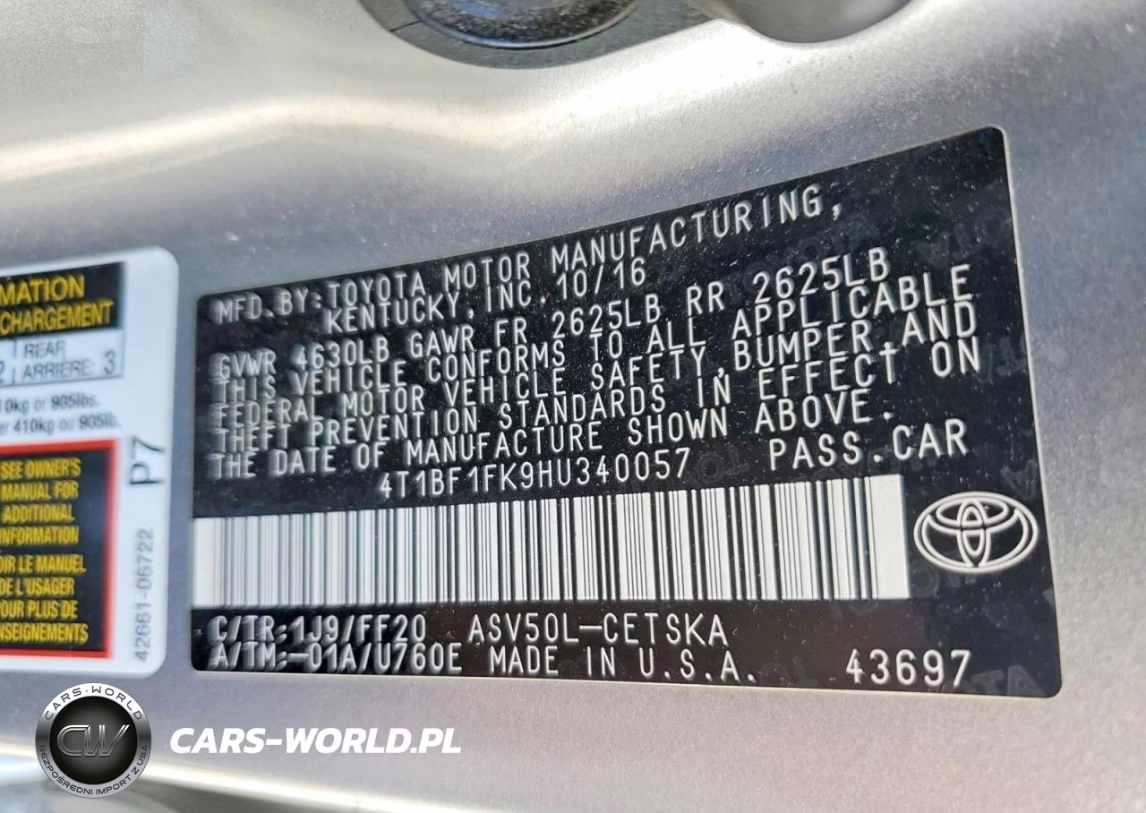 2017 Toyota Camry Se VIN:4T1BF1FK9HU340057 - 12