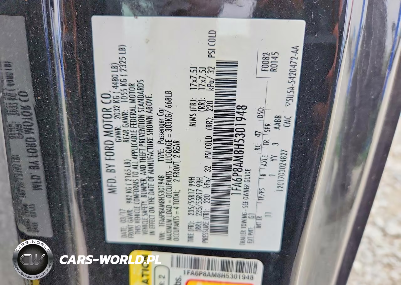 2017 Ford Mustang VIN:1FA6P8AM8H5301948 - 12
