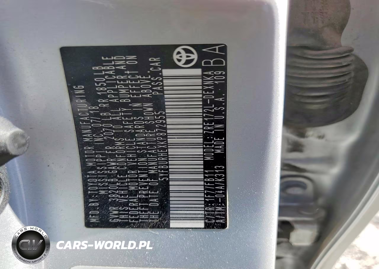 2019 Toyota Corolla Le VIN:5YFBURHEXKP872955 - 13