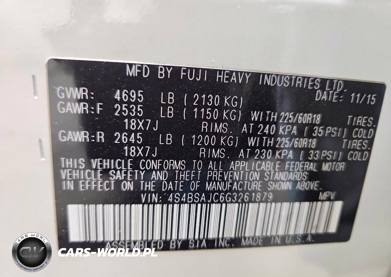 2016 Subaru Outback 2.5I Limited VIN:4S4BSAJC6G3261879 - 13