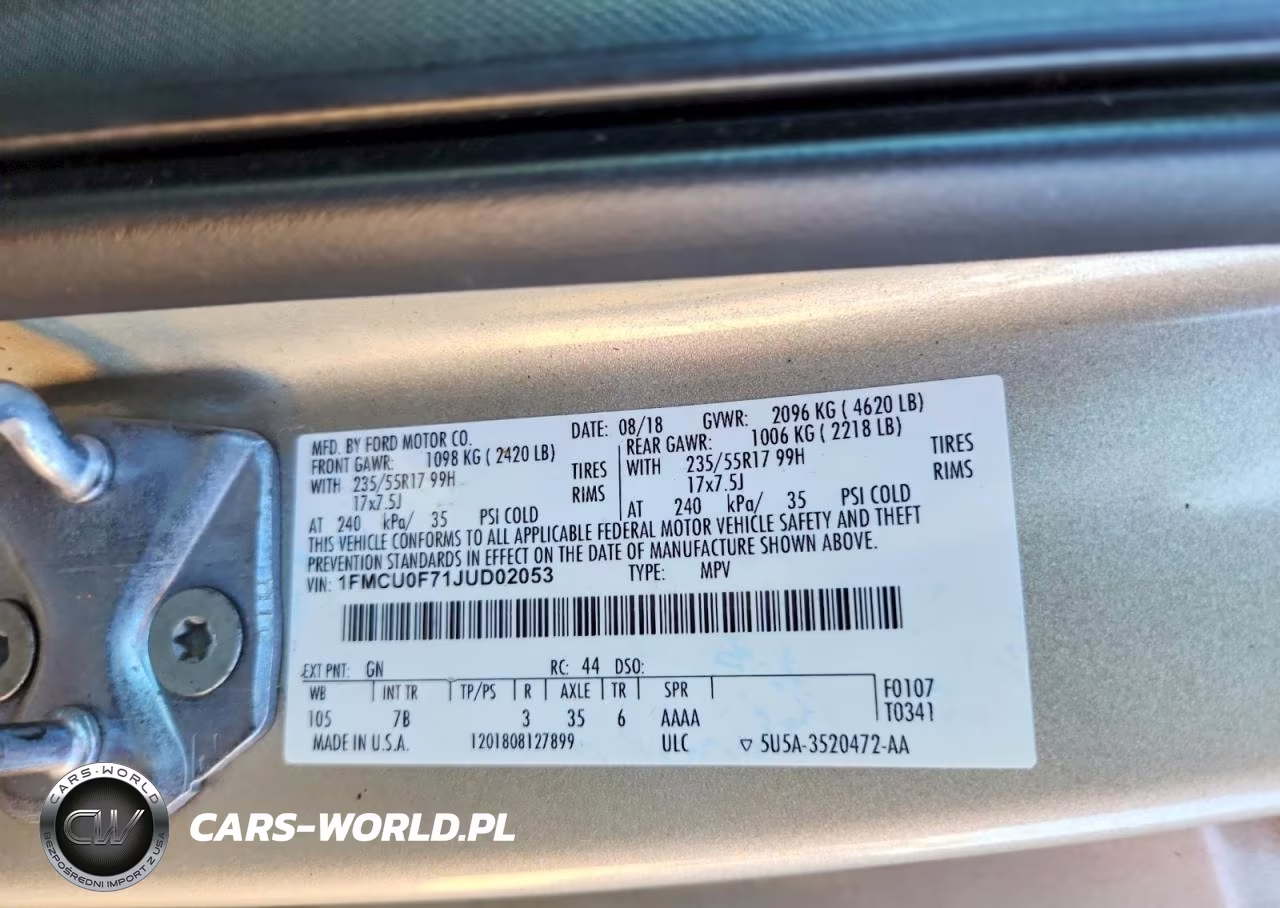 2018 Ford Escape S VIN:1FMCU0F71JUD02053 - 13