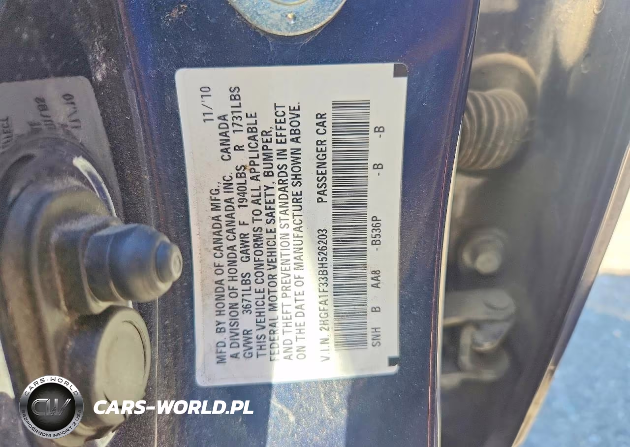 2011 Honda Civic Vp VIN:2HGFA1F33BH526203 - 12