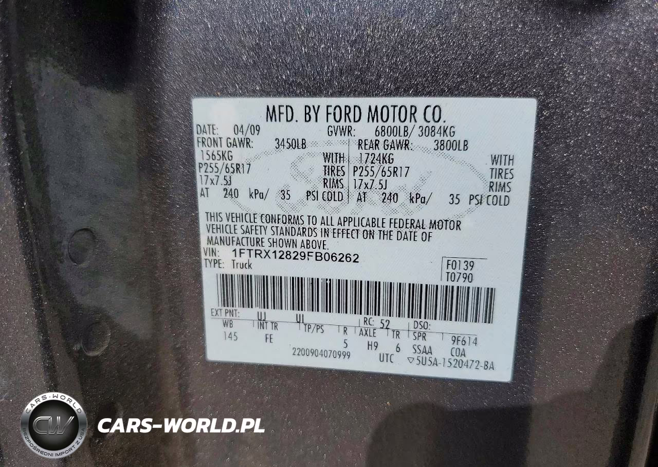 2009 Ford F150 Super Cab VIN:1FTRX12829FB06262 - 12