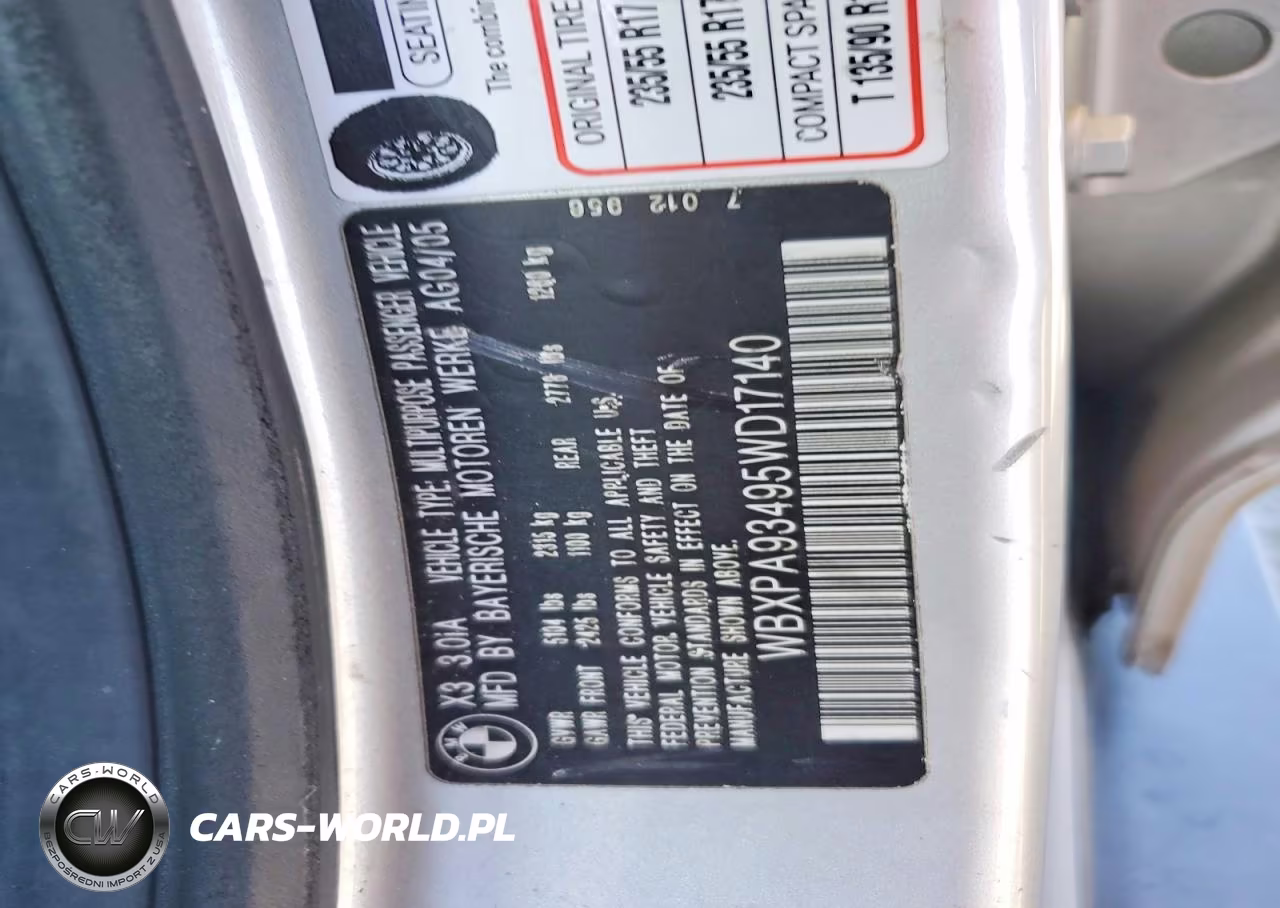2005 BMW X3 3.0I VIN:WBXPA93495WD17140 - 13
