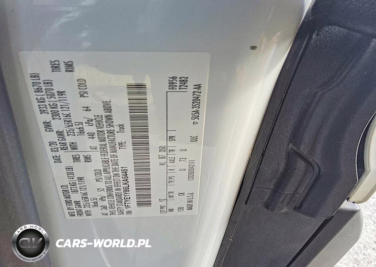 2020 Ford Transit T-150 VIN:1FTYE1Y86LKA64461 - 14