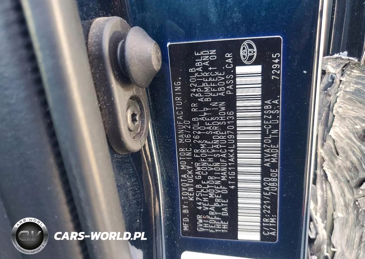 2020 Toyota Camry Se VIN:4T1G11AK4LU970136 - 12