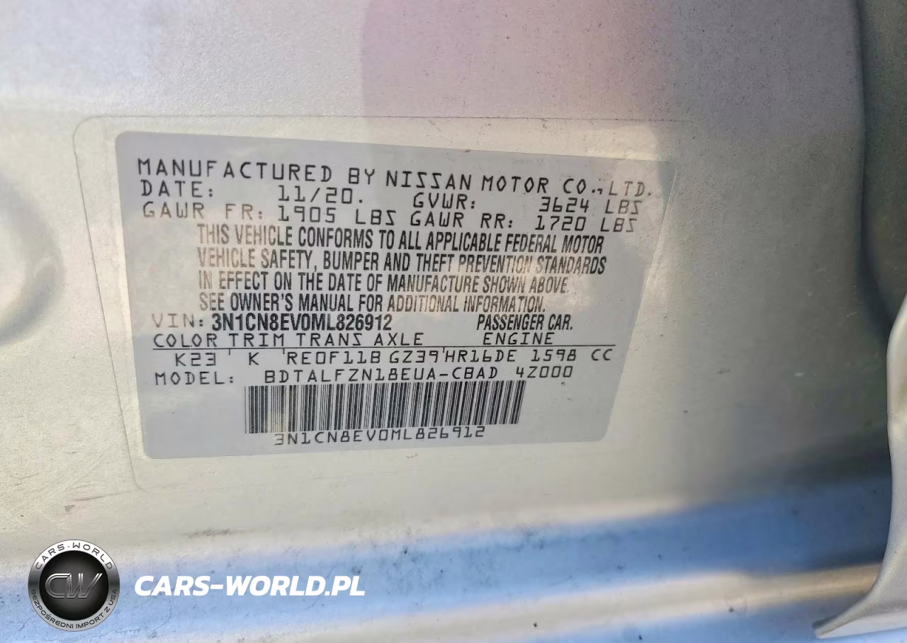 2021 Nissan Versa Sv VIN:3N1CN8EV0ML826912 - 12