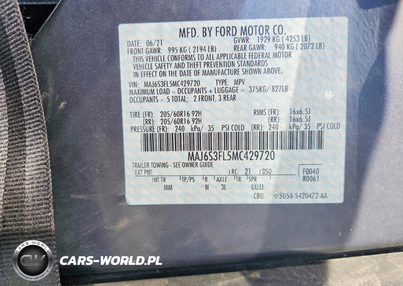 2021 Ford Ecosport S VIN:MAJ6S3FL5MC429720 - 13