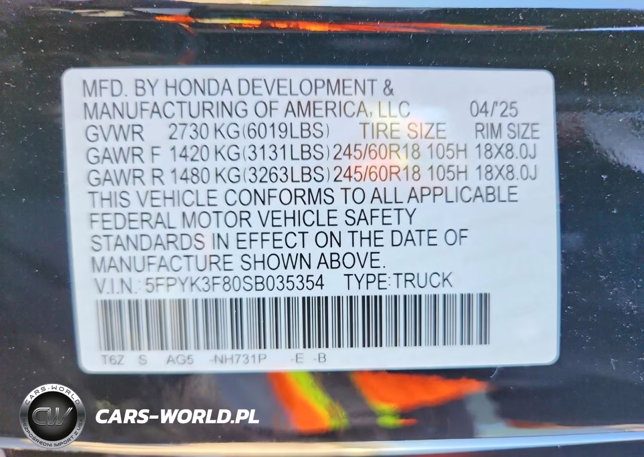2025 Honda Ridgeline Black Edition VIN:5FPYK3F80SB035354 - 12