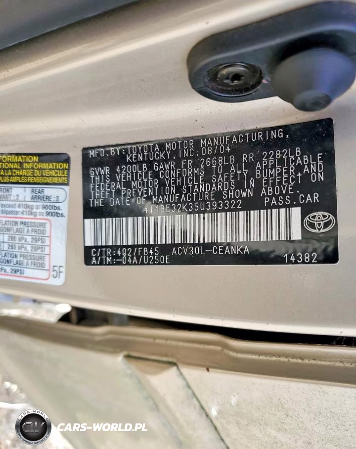 2005 Toyota Camry Le VIN:4T1BE32K35U393322 - 12