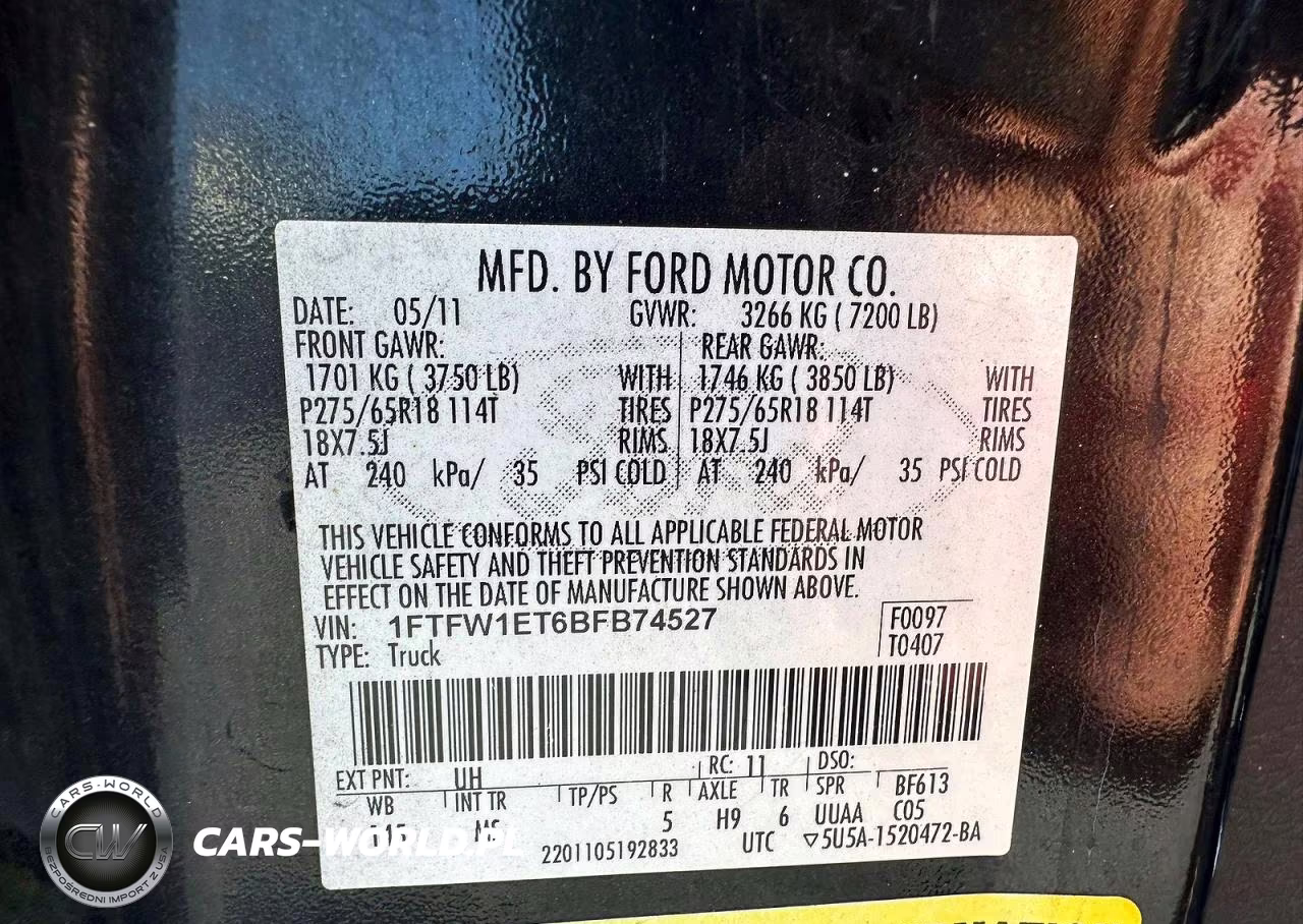 2011 FORD F150 SUPERCREW VIN:1FTFW1ET6BFB74527 - 10