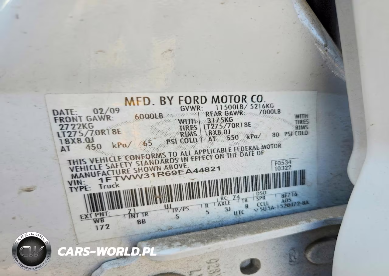2009 Ford F350 Super Duty VIN:1FTWW31R69EA44821 - 12