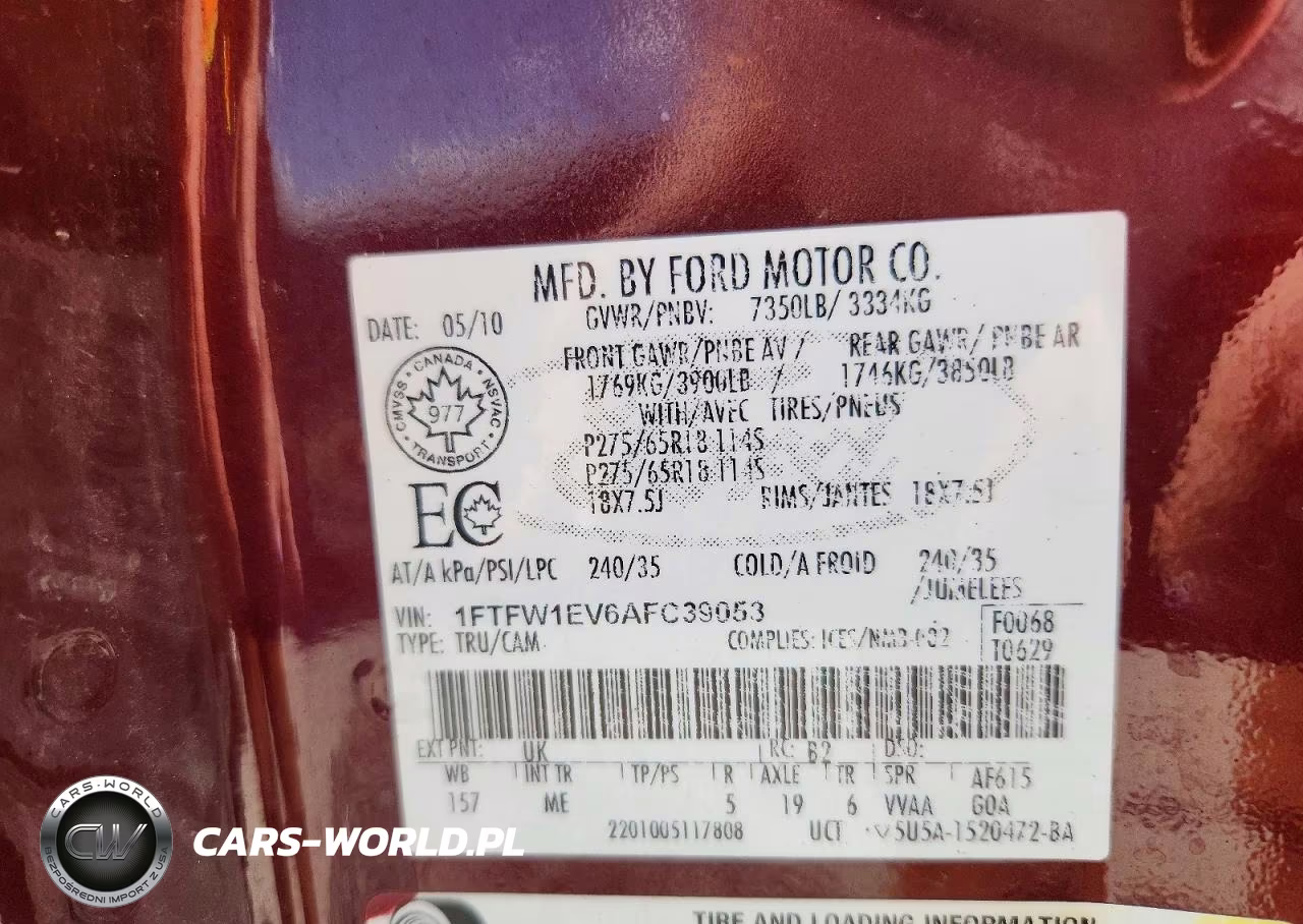 2010 Ford F150 Supercrew VIN:1FTFW1EV6AFC39053 - 12