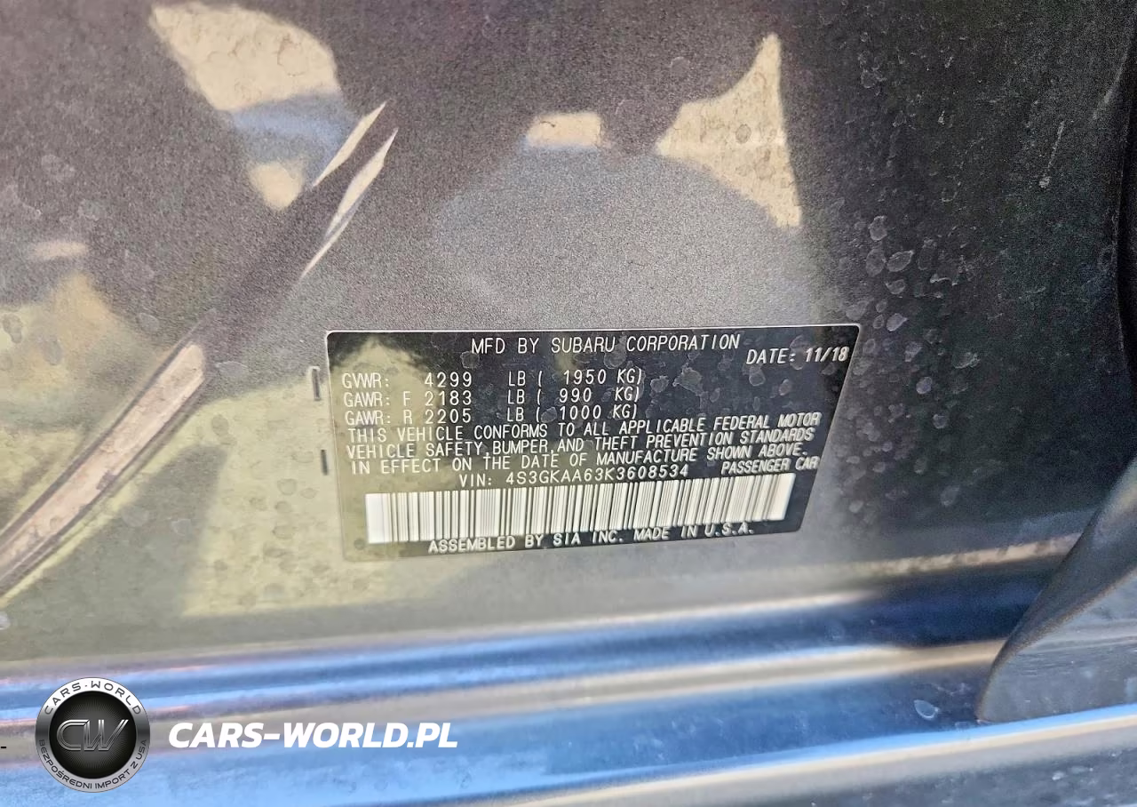 2019 Subaru Impreza VIN:4S3GKAA63K3608534 - 12